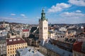 View on Latin Cathedral in Lviv, Ukraine  from drone Royalty Free Stock Photo