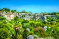 View of Latomia del paradiso in the Neapolis Archaeological Park in Syracuse, Sicily, Italy