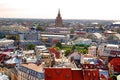 View of Latvian Academy of Sciences building, railway station and old town, Riga Royalty Free Stock Photo