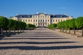 View of Latvian tourist landmark attraction - Rundale palace and beautiful park in summer, Pilsrundale, Latvia Royalty Free Stock Photo