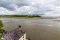 A view from Laugharne over the mouth of the Taf estuary at low tide in Pembrokeshire, South Wales Royalty Free Stock Photo