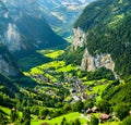 View of Lauterbrunnen in Swiss Alps