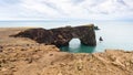 view of lava arch on Dyrholaey cliff in Iceland Royalty Free Stock Photo