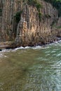 View of lava, basalt columns with blacksea. GÃÂ¼zelcehisar is famous for its lava basalt columns. Amasra, Bartin, Turkey