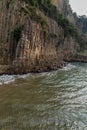 View of lava, basalt columns with blacksea. GÃÂ¼zelcehisar is famous for its lava basalt columns. Amasra, Bartin, Turkey