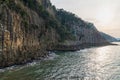 View of lava, basalt columns with blacksea. GÃÂ¼zelcehisar is famous for its lava basalt columns. Amasra, Bartin, Turkey