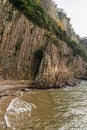 View of lava, basalt columns with blacksea. GÃÂ¼zelcehisar is famous for its lava basalt columns. Amasra, Bartin, Turkey