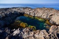 View of the lava beach of Linosa Called Piscine