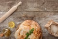 View of lavash bread near flour