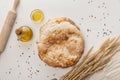 View of lavash bread near spikes