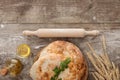 View of lavash bread near wheat