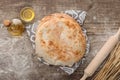 View of lavash bread on towel