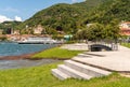 View of Laveno Mombelloon the shore of Lake Maggiore in province of Varese, Italy Royalty Free Stock Photo