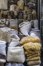 View of a lavish stall with nuts, pasta and spices