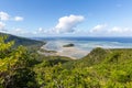 View of Le Morne Bay and Ilot Fourneau Island from the mountain, Mauritius Royalty Free Stock Photo