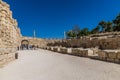 A view leading from the south gate in the ancient Roman settlement of Gerasa in Jerash, Jordan