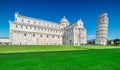 View of the Leaning Tower and the Cathedral of Pisa Campo dei Miracoli, Tuscany, Italy