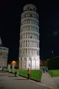 Leaning Tower of Pisa Floodlit at Night, Tuscany, Italy Royalty Free Stock Photo