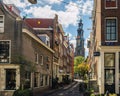 May 5, 2020, Amsterdam, Holland, the Netherlands - empty pittoresque streets of Amsterdams most famous district Royalty Free Stock Photo