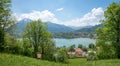 view from Leeberg hill to tourist resort Rottach-Egern, lake Tegernsee. bavaria Royalty Free Stock Photo