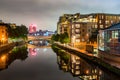 View of Leeds with the Aire River in England