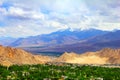 View of Leh valley, Ladakh range, Jammu & Kashmir, Northern India Royalty Free Stock Photo