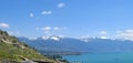 View from the Leman Lake , Switzerland , Panorama Royalty Free Stock Photo