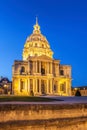 View of Les Invalides in the evening in Paris, France Royalty Free Stock Photo