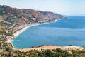 View of Letojanni resort village from Taormina Royalty Free Stock Photo