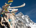 View of Lhotse peak with prayer flags Royalty Free Stock Photo