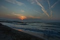 View of Lido di Jesolo beach early in the morning at different phases of sunrise