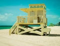 View of lifeguard post on Miami beach Royalty Free Stock Photo