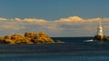 View of the lighthouse of Ahtopol, from the pier, Bulgaria Royalty Free Stock Photo