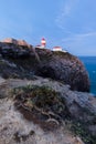 View of the lighthouse and cliffs at Cape St. Vincent at sunset. Continental Europe`s most South-western point