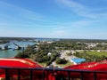 View from lighthouse in Florida with red Christmas bow and water Royalty Free Stock Photo
