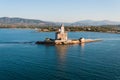 A view of lighthouse in Olbia gulf on sunset hour Royalty Free Stock Photo