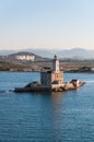 A view of lighthouse in Olbia gulf on sunset hour Royalty Free Stock Photo