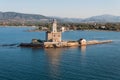 A view of lighthouse in Olbia gulf on sunset hour Royalty Free Stock Photo