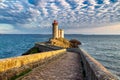 View of the lighthouse Phare du Petit Minou in Plouzane, Brittany (Bretagne), France. Royalty Free Stock Photo