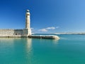 View of the lighthouse in the port of Rethymnon