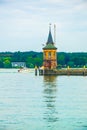 View of a lighthouse situated in the port of Konstanz, bodensee, Germany....IMAGE Royalty Free Stock Photo