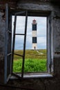 View of the lighthouse through the windows