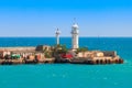 A view of the lighthouse in Yalta. Port. Crimea. Royalty Free Stock Photo