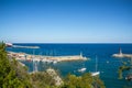 View at the Lighthouses near entrance to harbour in Bastia - Corsica - France Royalty Free Stock Photo