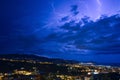 Lightning on the Ligurian Sea, Tigullio gulf - Chiavari, Lavagna and Sestri Levante Royalty Free Stock Photo