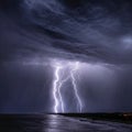 View lightning outside the house at night