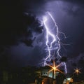 View lightning outside the house at night