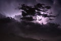 Lightning and thunderstorm on the Tigullio Gulf - Ligurian sea - Chiavari - Italy Royalty Free Stock Photo