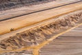 View into a lignite mine with conveyor belts and driveways in the sand, Etzweiler