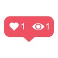 View and like popular icon notification symbol instagram. Button for social media Royalty Free Stock Photo